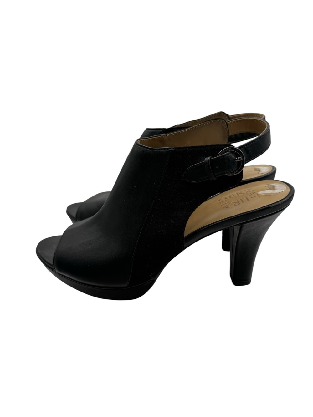 Naturalizer Dawn Black Peep Toe Slingback Heels Size 9